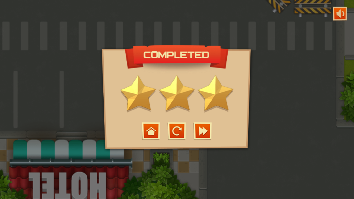 Valet Parking Game Level Completed Screenshot.