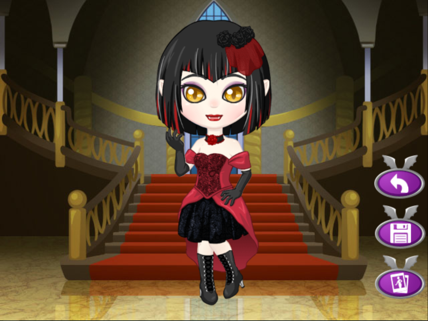 Vampire Dress Up Game Final Layout Screenshot.