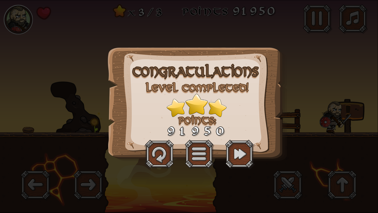 Vikings vs Skeletons Game Completed Screenshot.