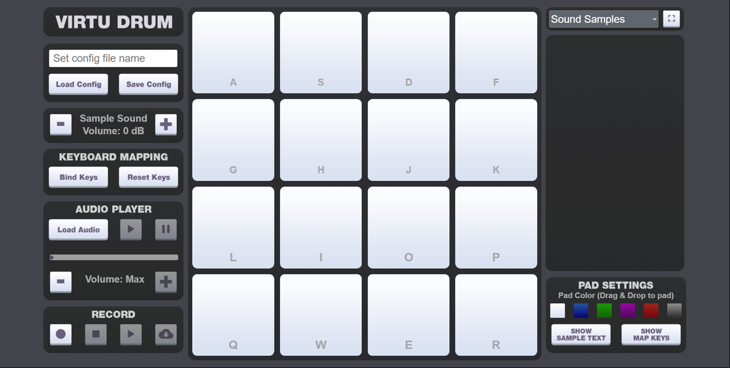 Virtu Drum Pads Opening Screenshot.