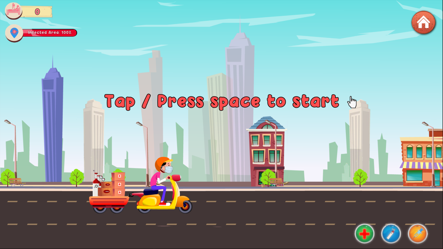 Virus Fighter Game Start Screenshot.