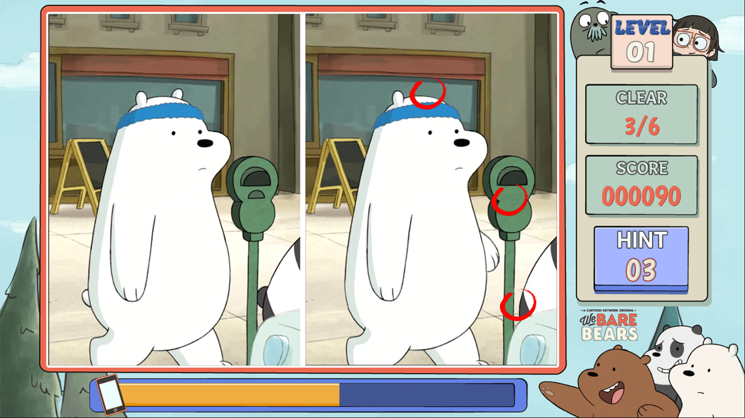 We Bare Bears Beary Spot On Game Screenshot.