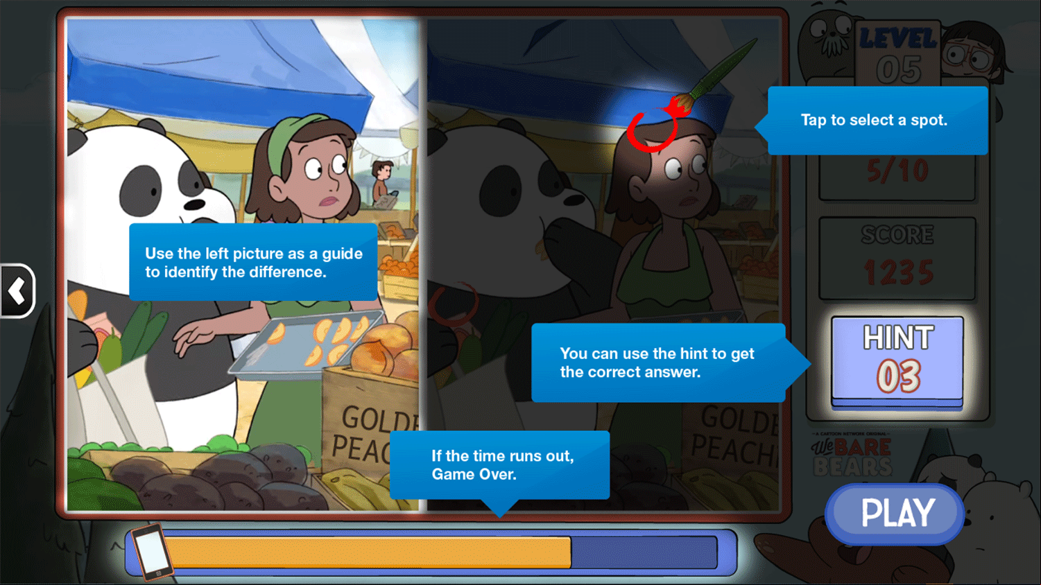 We Bare Bears Beary Spot On How To Play Screenshot.