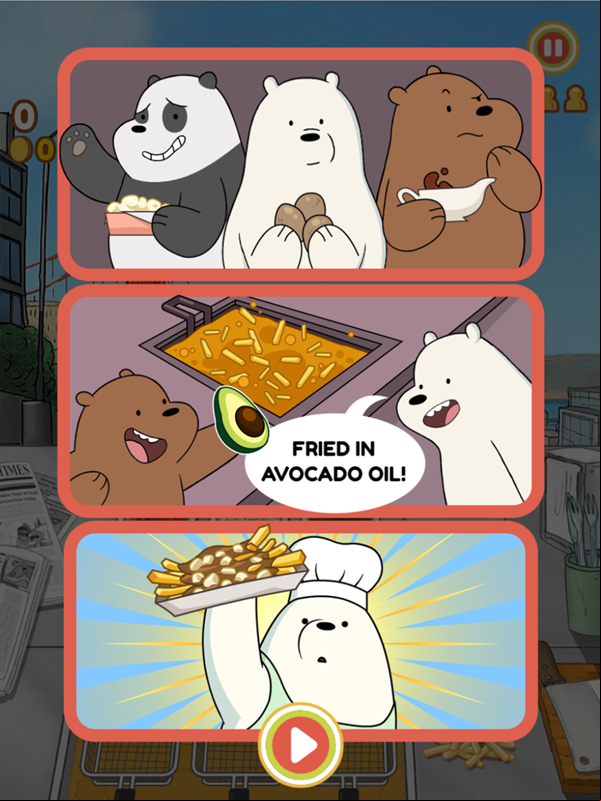 We Bare Bears French Fry Frenzy Game Cutscene Screen Screenshot.