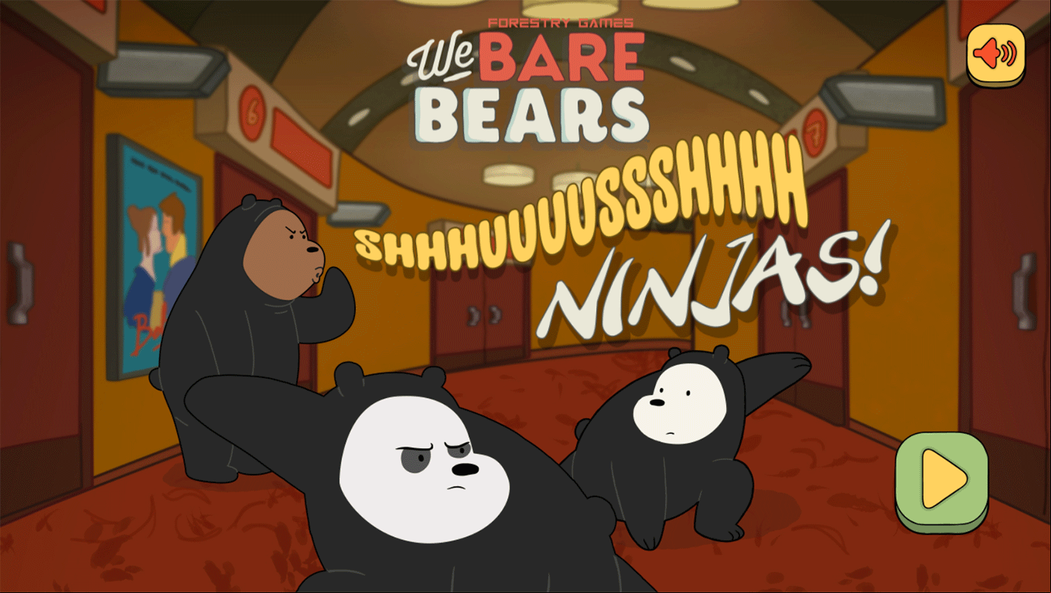 We Bare Bears Shush Ninjas Welcome Screen Screenshot.