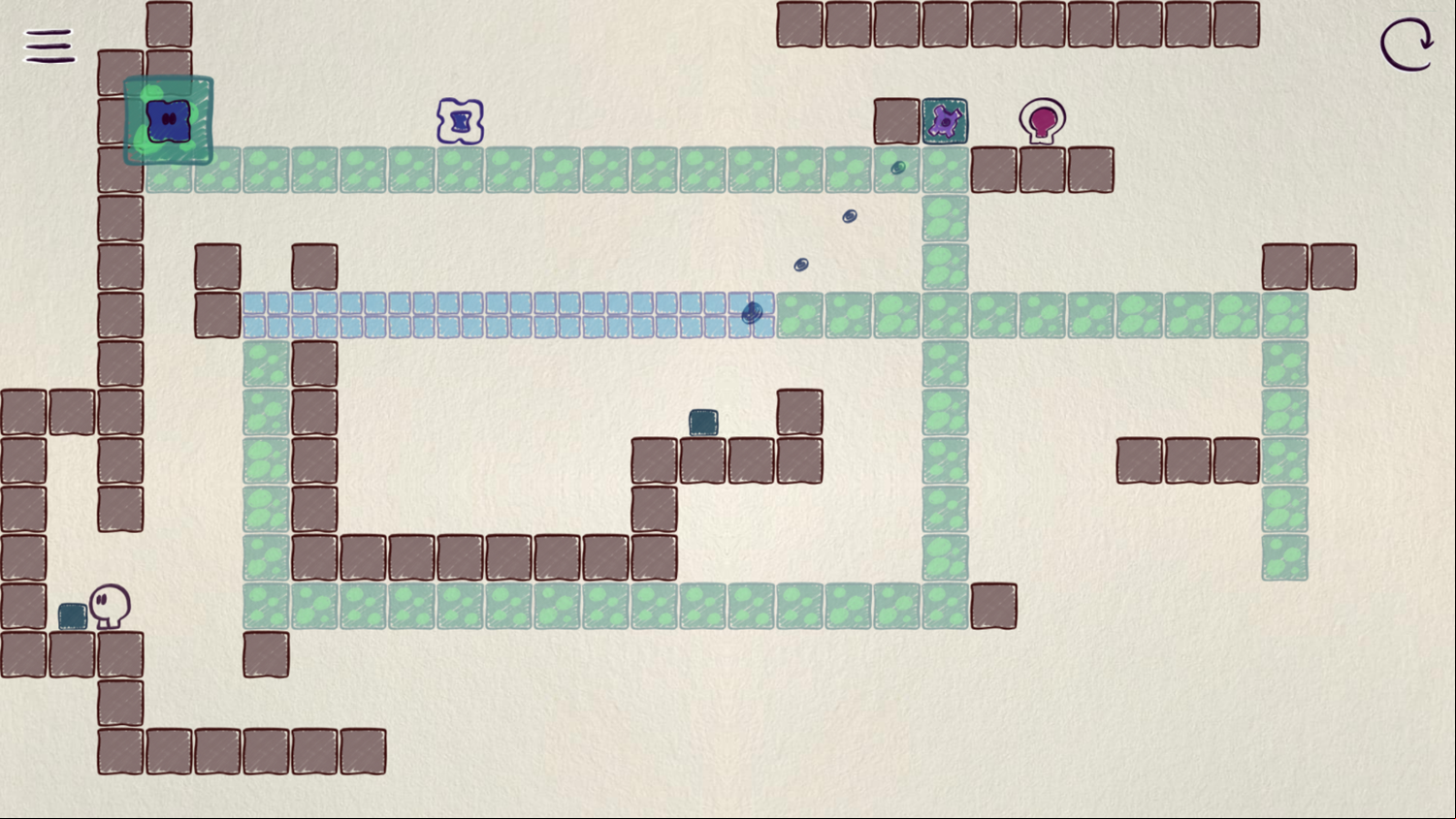 We Two Game Level With a Switch and Green Boxes Screenshot.