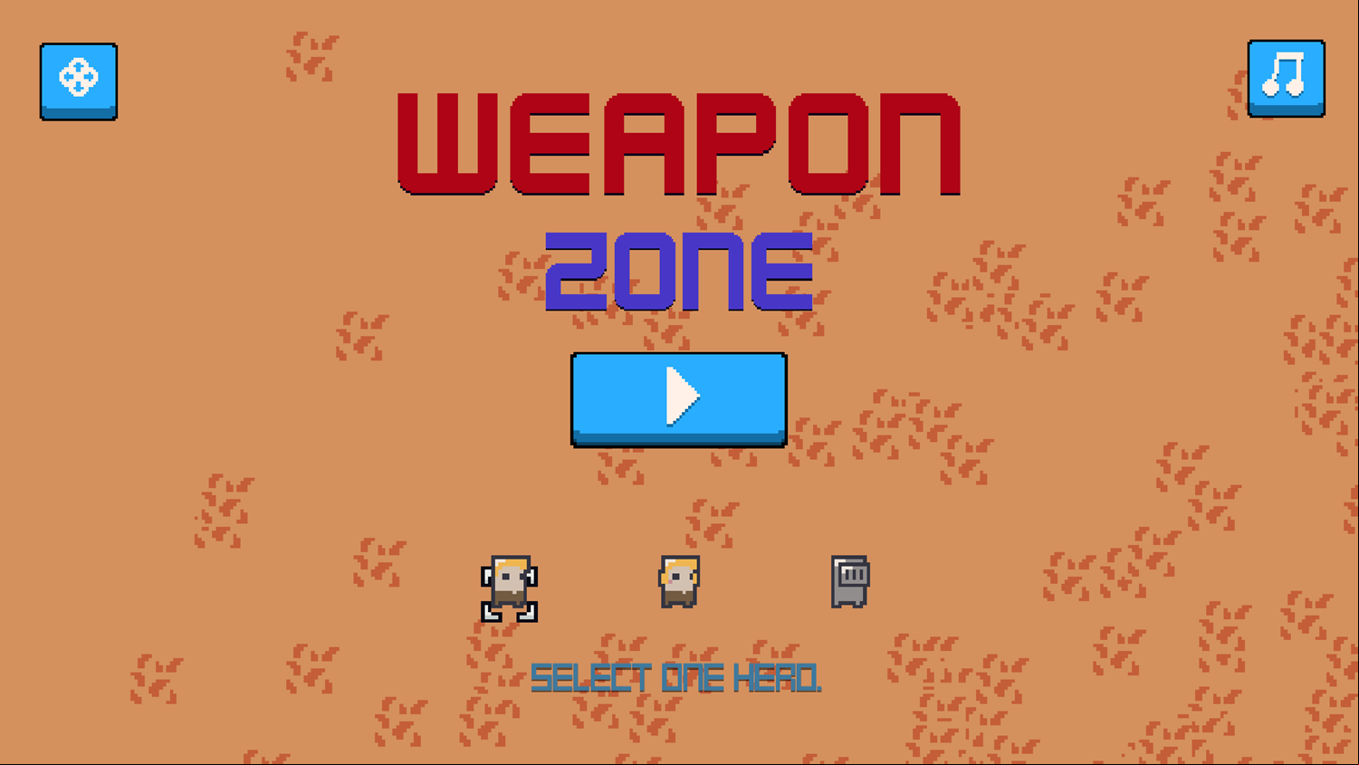 Weapon Zone Game Welcome Screen Screenshot.