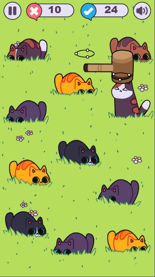 Whack a Cat Game Play Screenshot.