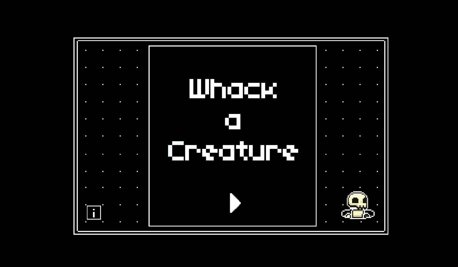 Whack a Creature Game Welcome Screen Screenshot.