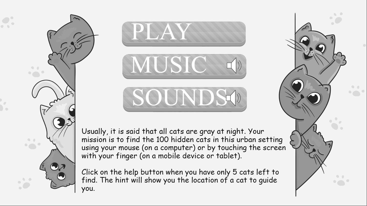 Where Is My Cat Game How to Play Screen Screenshot.