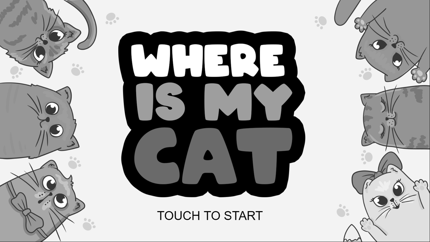 Where Is My Cat Game Welcome Screen Screenshot.