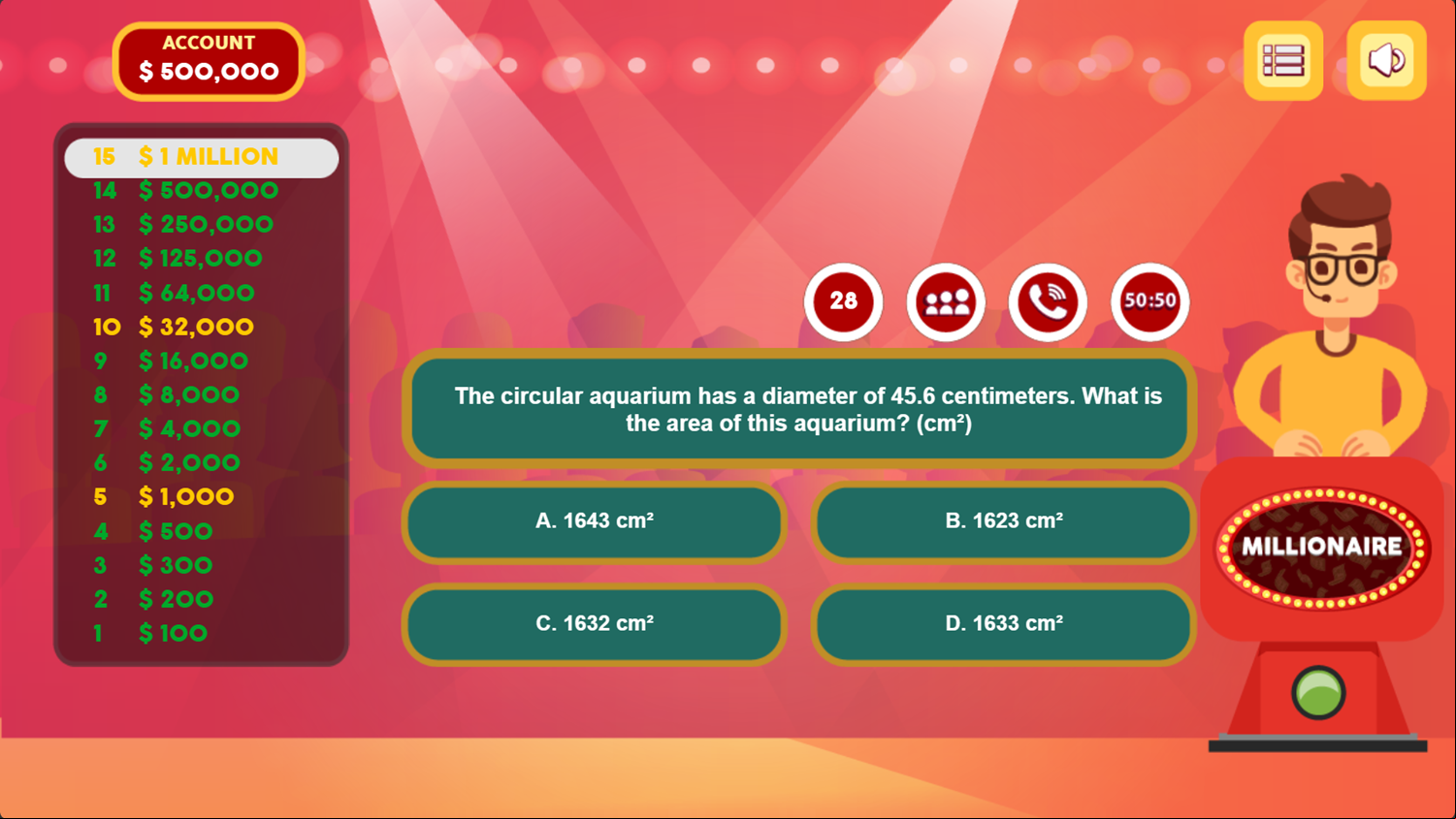 Who is the Kid Millionaire Game Final Question Screenshot.