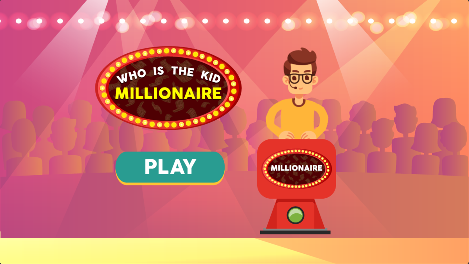 Who is the Kid Millionaire Game Welcome Screen Screenshot.