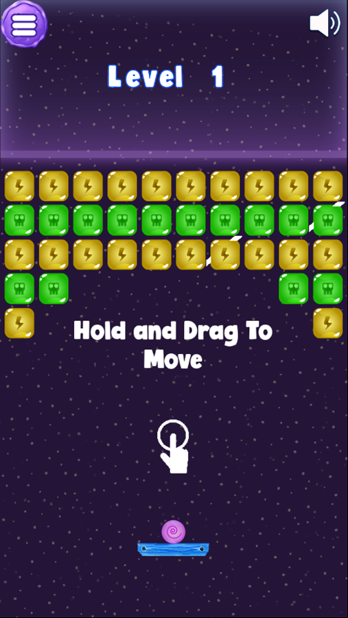 Wizard Brick Breaker Game Level Start Screenshot.