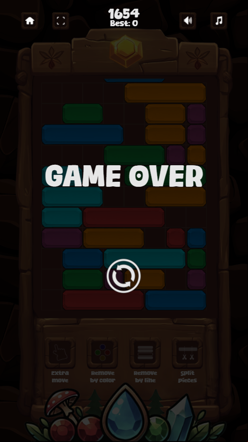 Woodland Slide Game Over Screenshot.