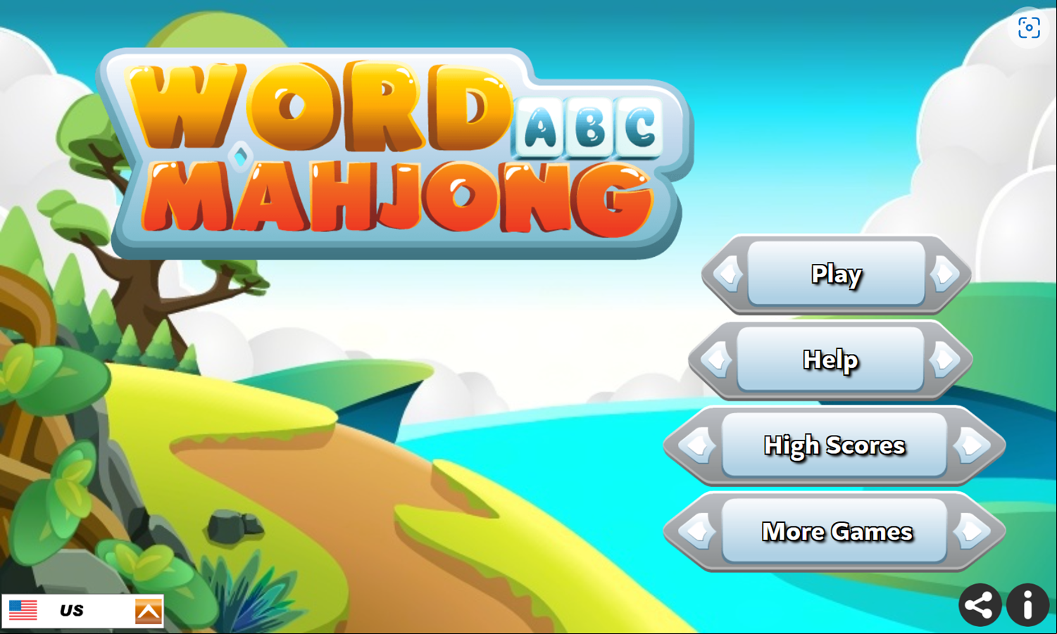 Word Mahjong Game Welcome Screen Screenshot.