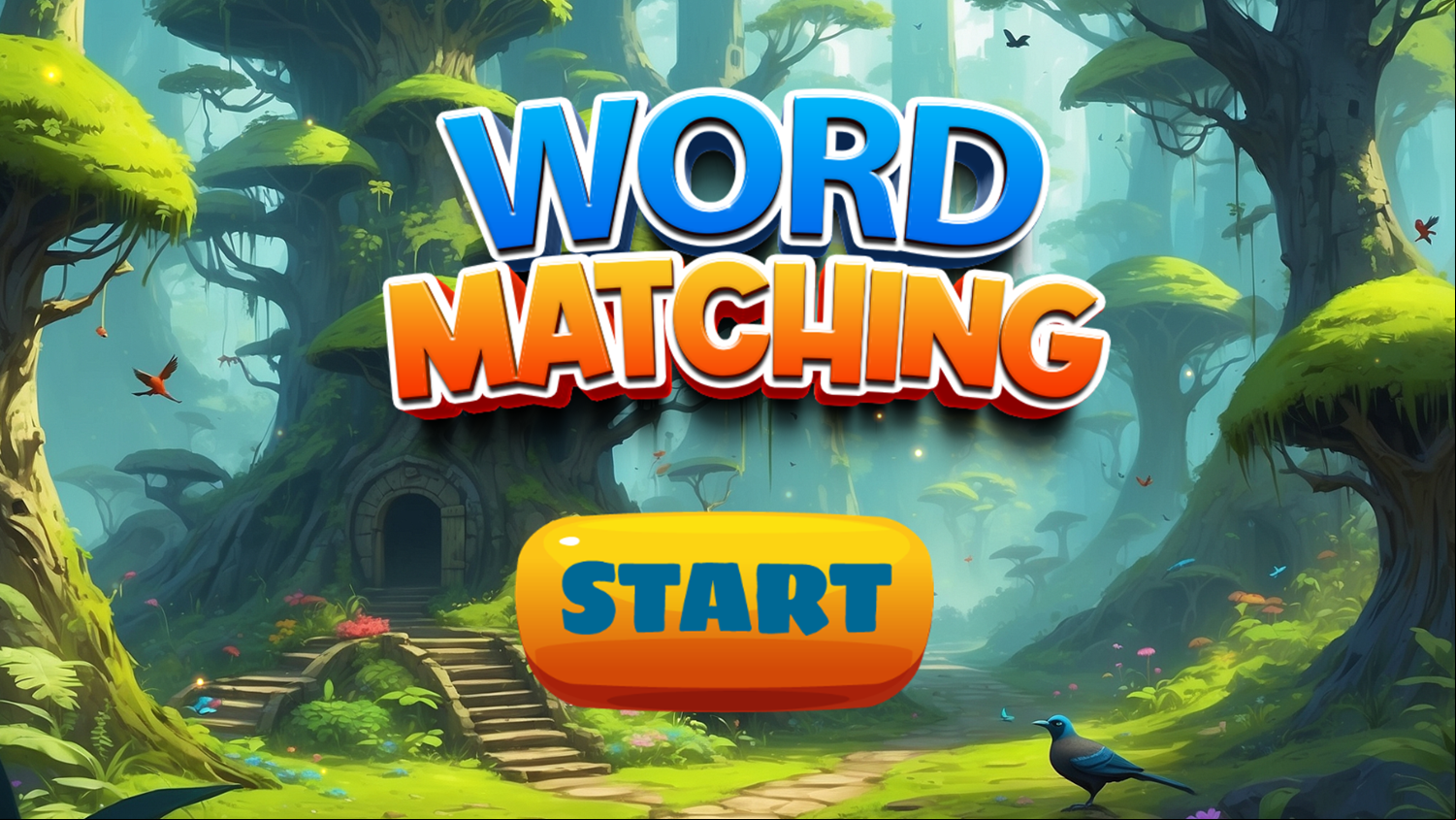 Word Matching Game Welcome Screen Screenshot.