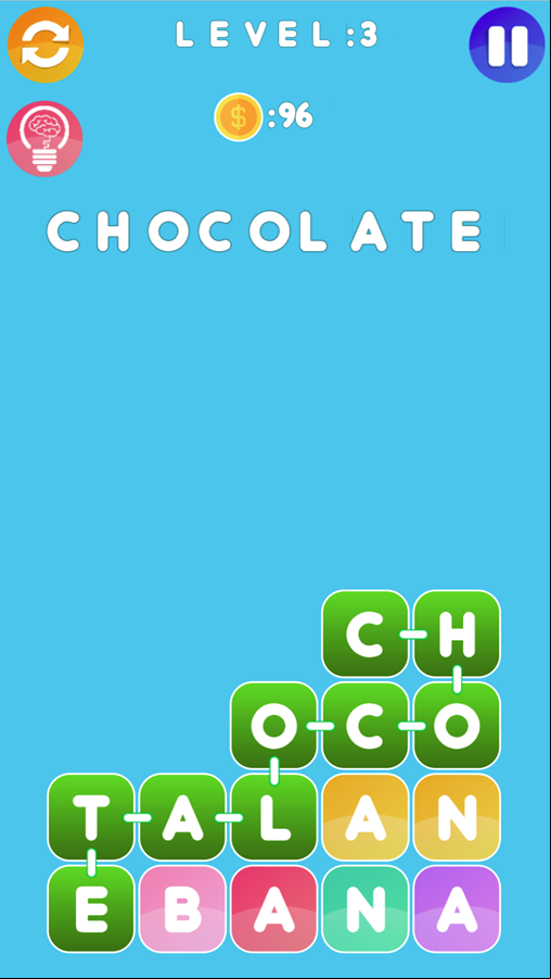 Word Search Game Progress Screenshot.