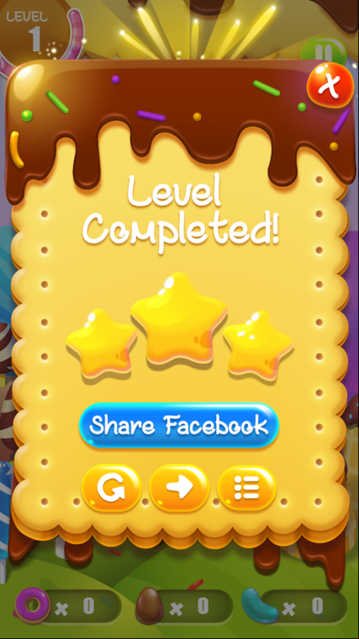 Yummi Cookie Game Level Completed Screenshot.