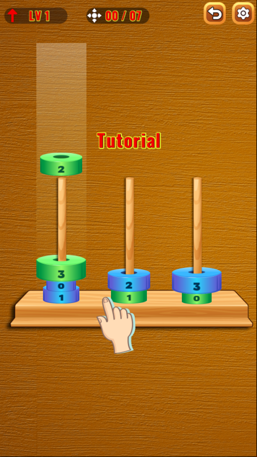 Zen Hanoi Game Tutorial Screenshot.