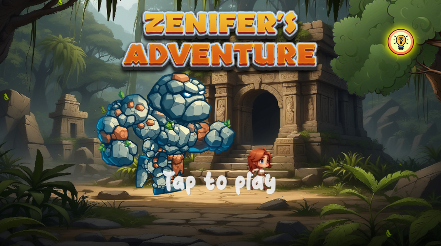 Zenifer Adventure Game Welcome Screen Screenshot.