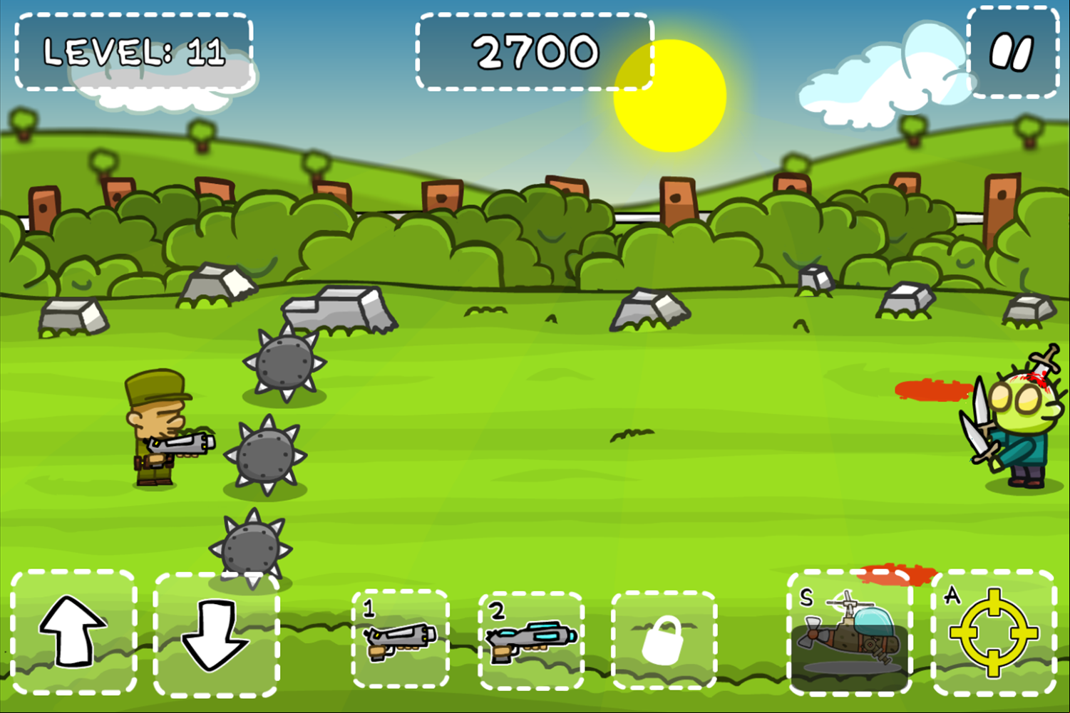 Zombie Killer Game Spiked Balls Screenshot.