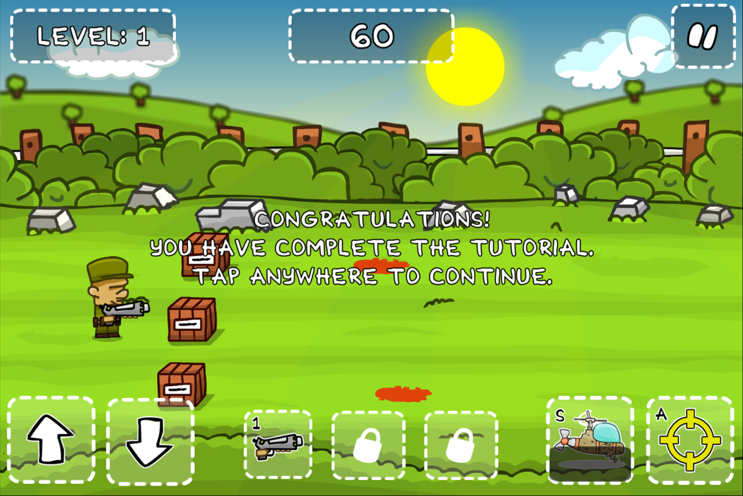 Zombie Killer Game Tutorial Complete Screen Screenshot.