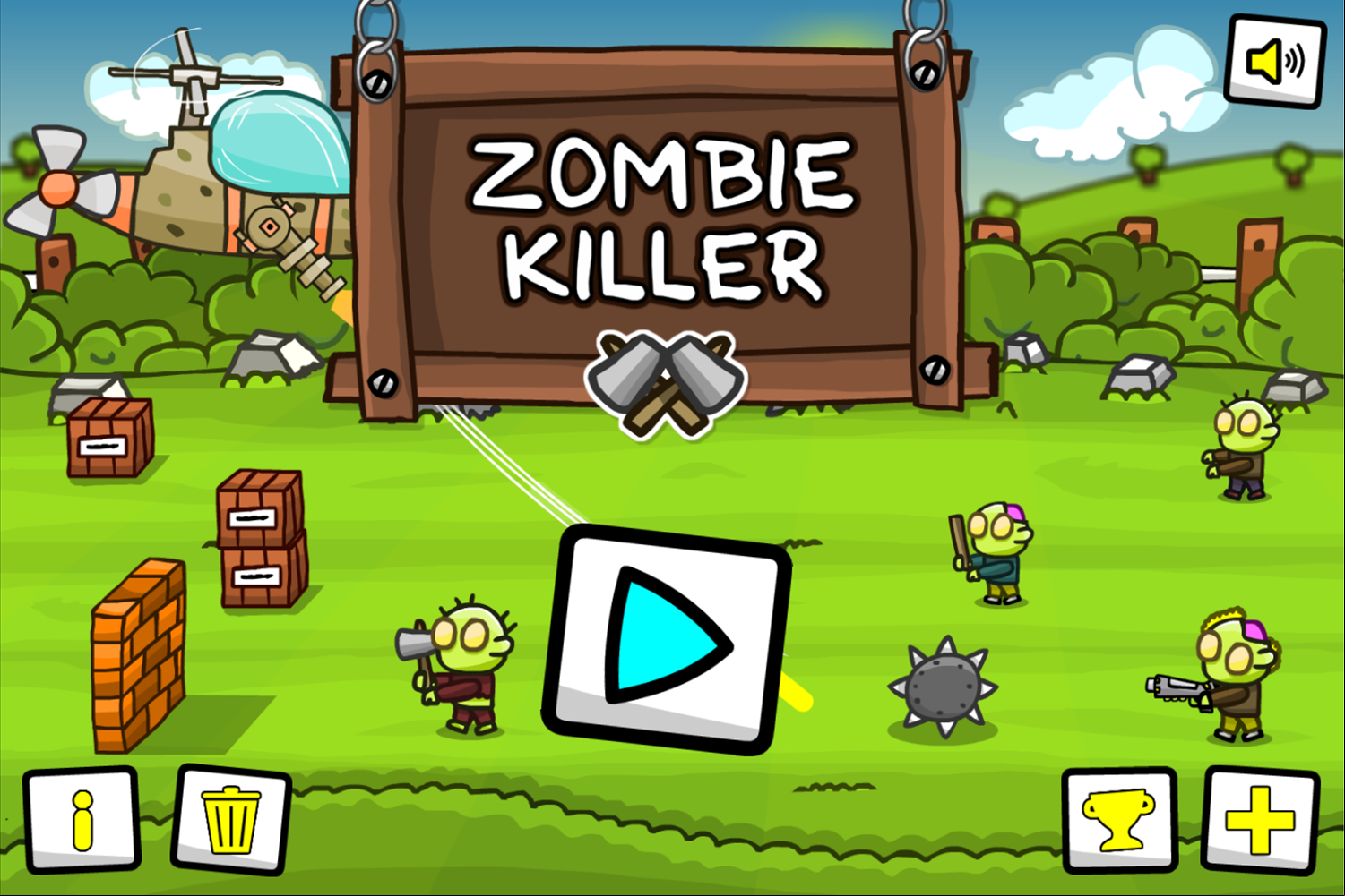 Zombie Killer Game Welcome Screen Screenshot.