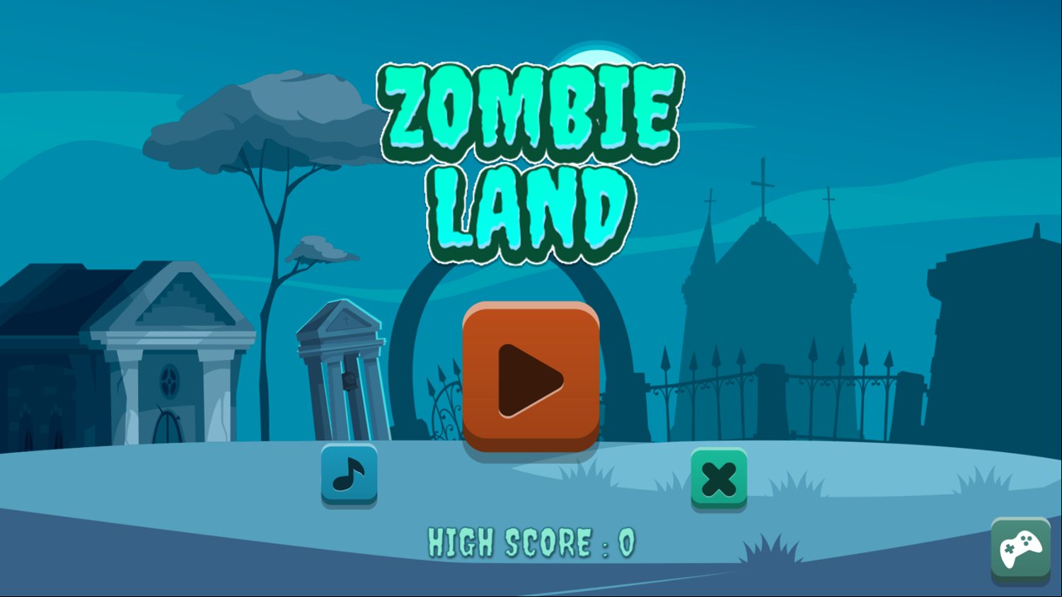 Zombie Land Game Welcome Screen Screenshot.