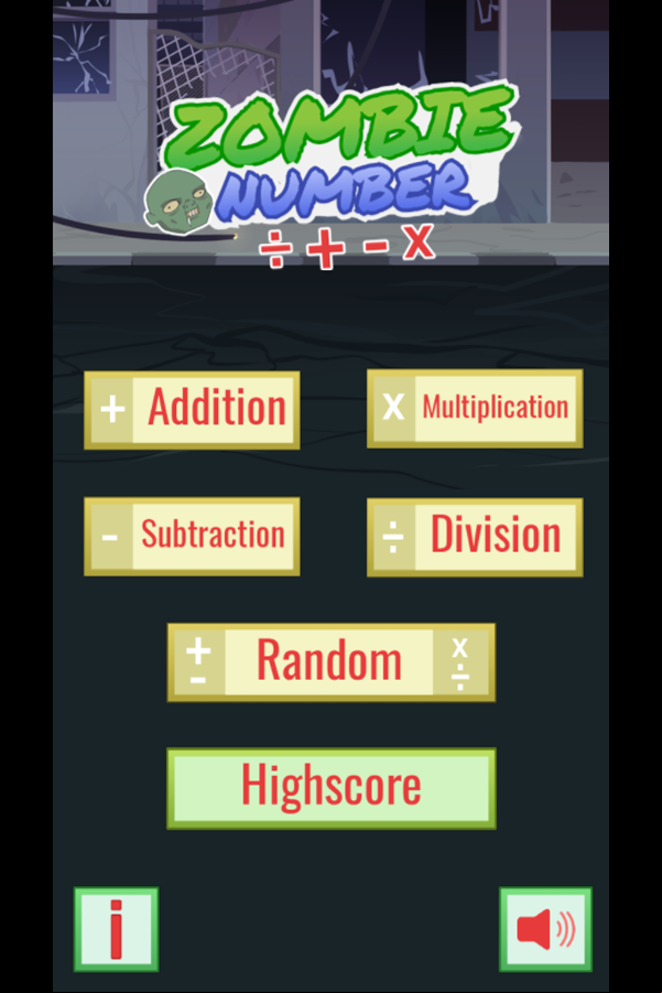 Zombie Number Welcome Screen Screenshot.