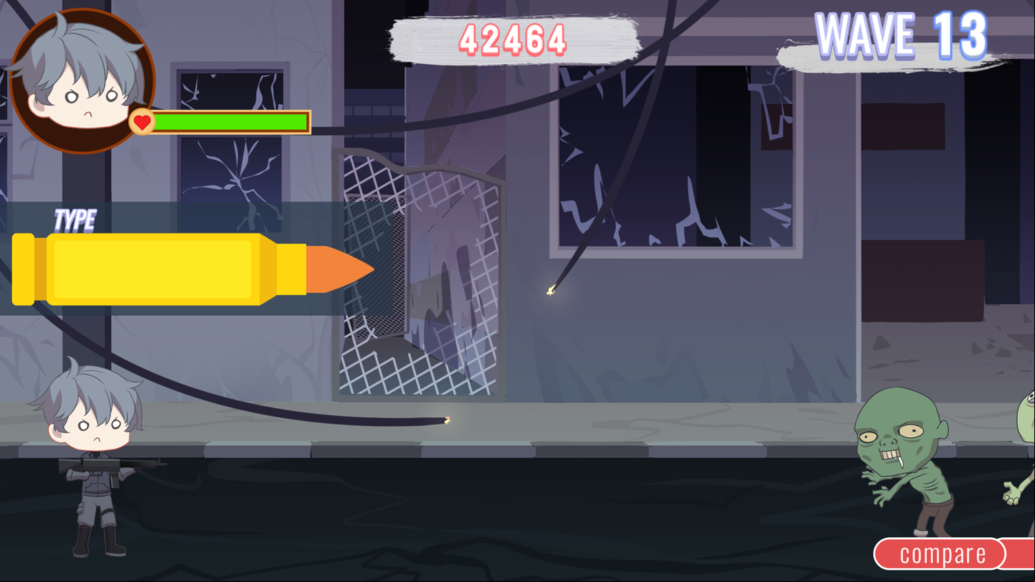 Zombie Typing Level 13 Screenshot.