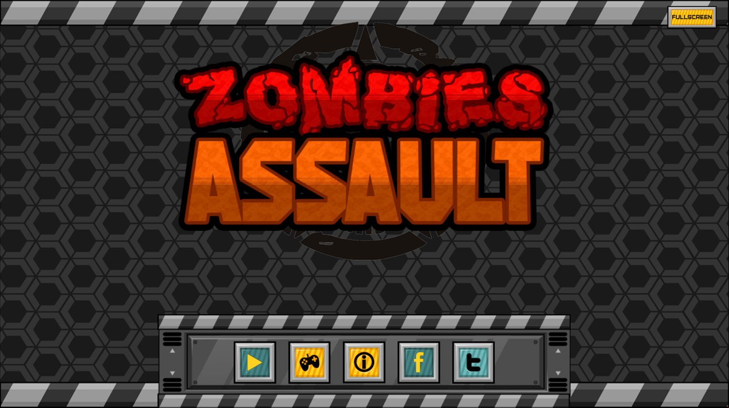 Zombies Assault Game Welcome Screen Screenshot.