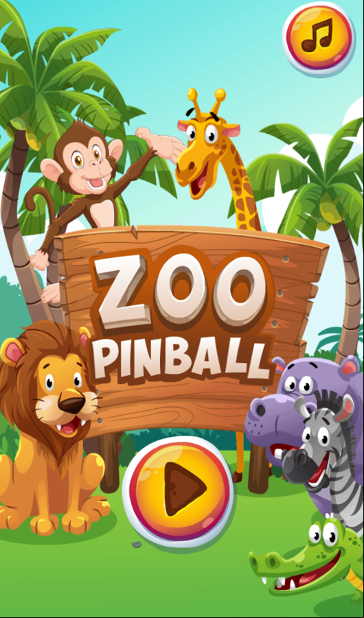 Zoo Pinball Game Welcome Screen Screenshot.